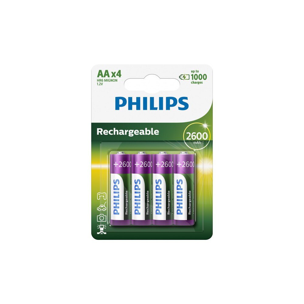 Set de 4 buc baterie reincarcabila Philips multilife 1.2v aa hr6 2600mah nimh 1x Blister